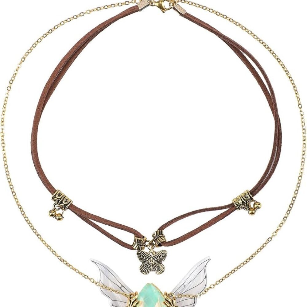 Vintage Fairy Necklace Renaissance Butterfly Pendant Cosplay Costume Accessory